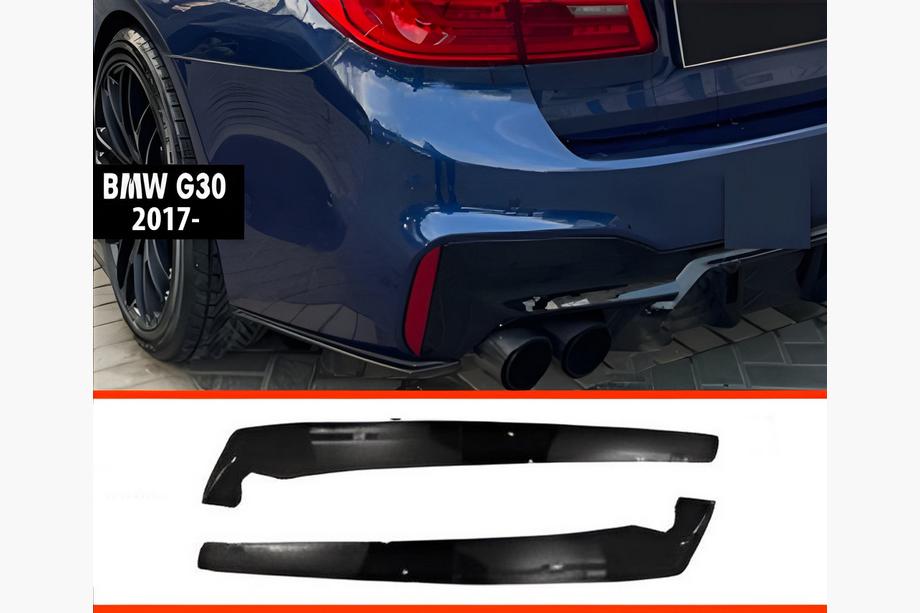 BMW 5 Serie G30/G31 2017–2023 Achterste FLAP-sierstukken DPT (voor M-Sport/M5 F90, hoogglans zwart) Foto 1