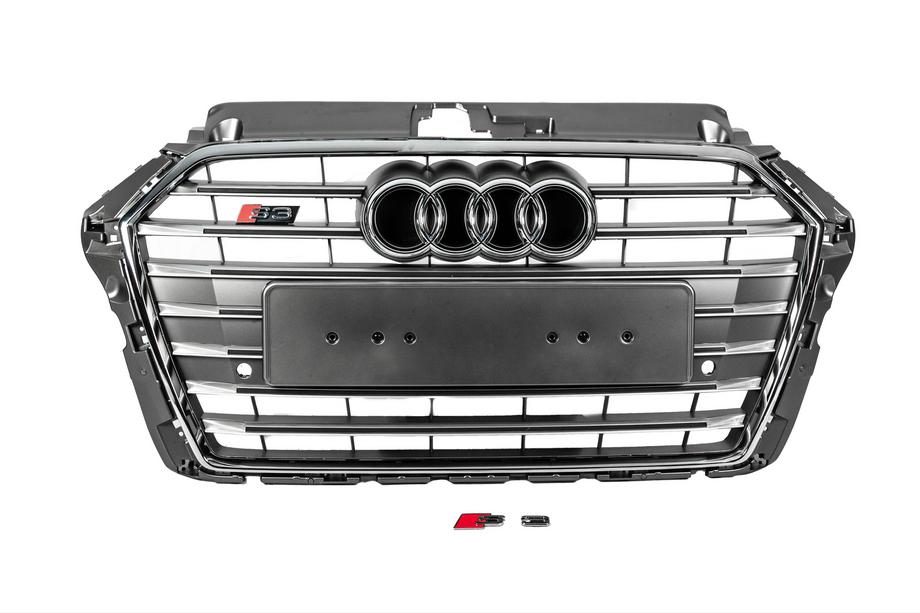 Audi A3 2012–2020 Voorgrille S-style (2016-2020, grijs met chroom) Image