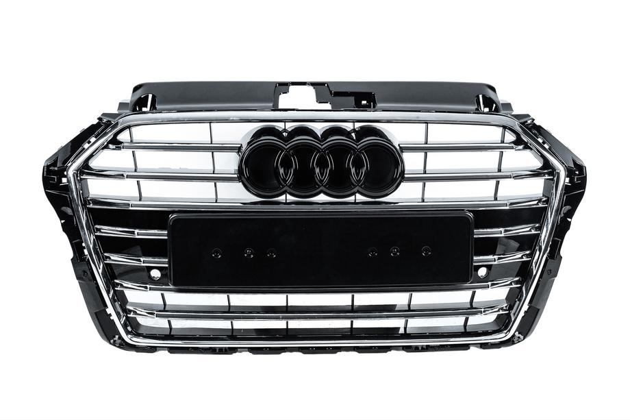 Audi A3 2012–2020 Voorgrille S-style (2016-2020, zwart met chroom) Image