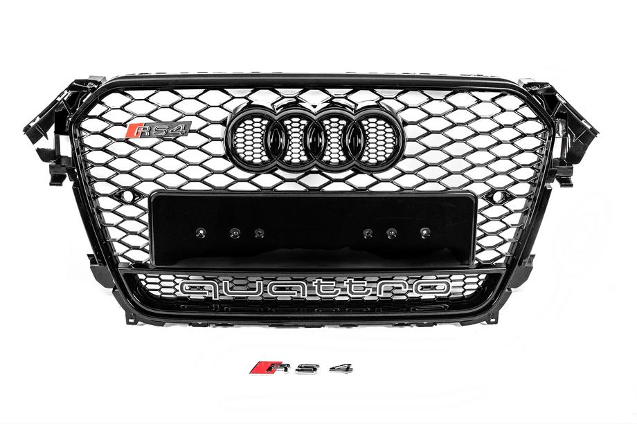 Audi A4 B8 2007–2015 Voorgrille zwart RS-stijl met Quattro-opschrift (2012-2015) Image