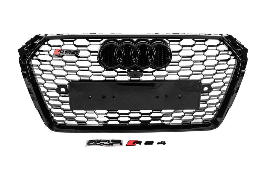 Audi A4 B9 2015–2024 Voorgrille in RS-stijl met Quattro-opschrift (2015-2019, zwart) Foto 1