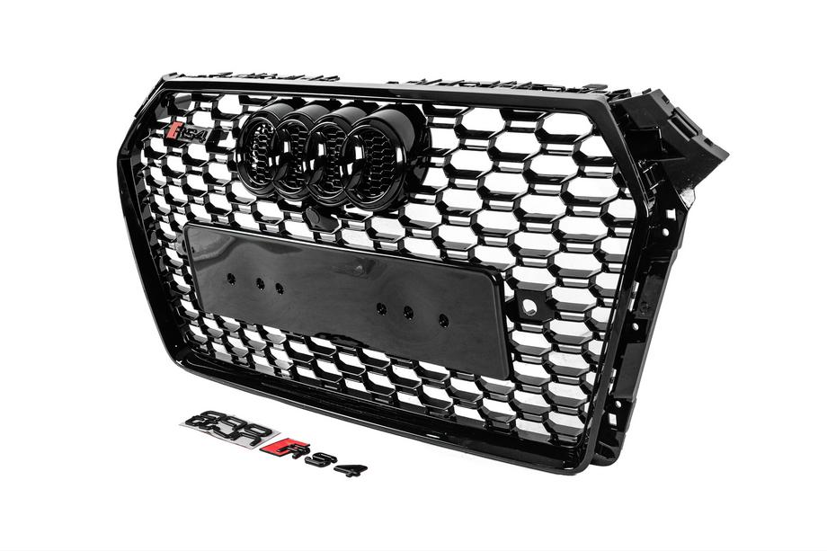 Audi A4 B9 2015–2024 Voorgrille in RS-stijl met Quattro-opschrift (2015-2019, zwart) Foto 2