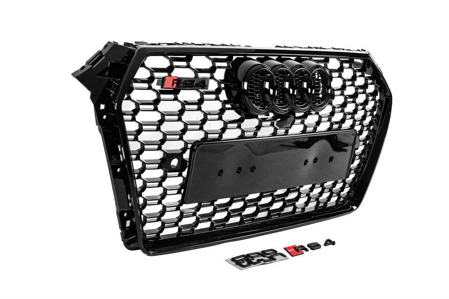 Audi A4 B9 2015–2024 Voorgrille in RS-stijl met Quattro-opschrift (2015-2019, zwart) Foto 3