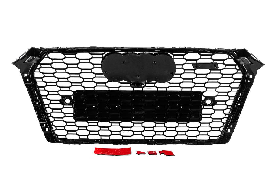 Audi A4 B9 2015–2024 Voorgrille in RS-stijl met Quattro-opschrift (2015-2019, zwart) Foto 4
