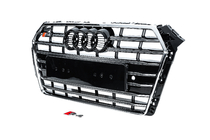 Audi A4 B9 2015–2024 Voorgrille S-style (2015-2019, chroom+zwart) foto 2