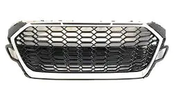 Audi A5 2016–2025 RS-style voorgrille (zonder logo, 2020-2025, zwart met chroom) foto 1