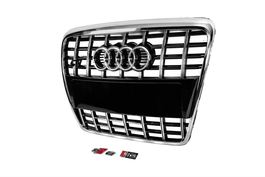 Audi A6 C6 2004–2011 S-style voorgrille (zwart met chroom) Foto 2