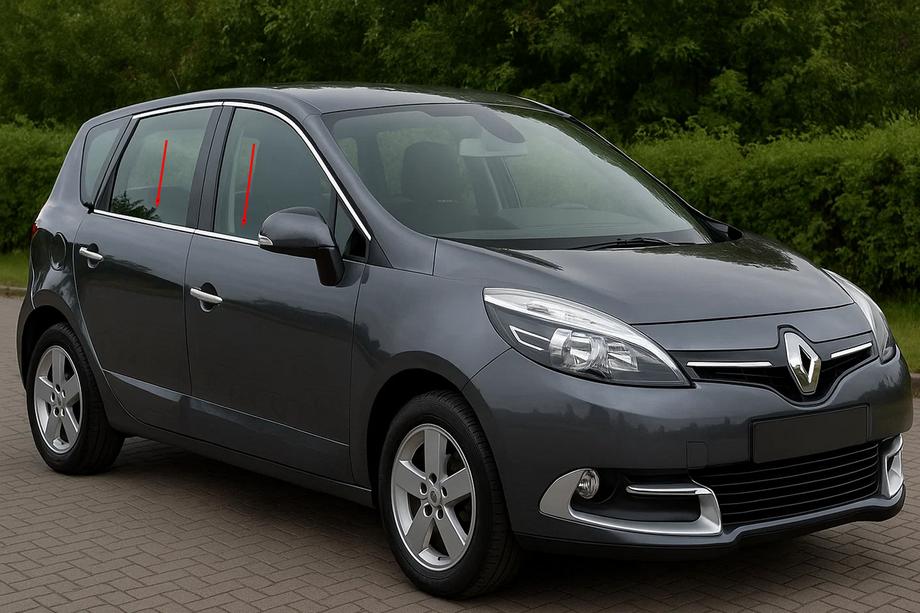 Renault Scenic/Grand 2009–2016 Raamomlijsting (4 stuks, RVS) Image