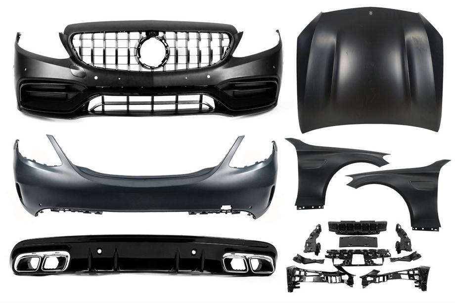 Mercedes C-klasse W205 2014–2021 Bodykit met motorkap en spatborden (C63 AMG) Foto 1