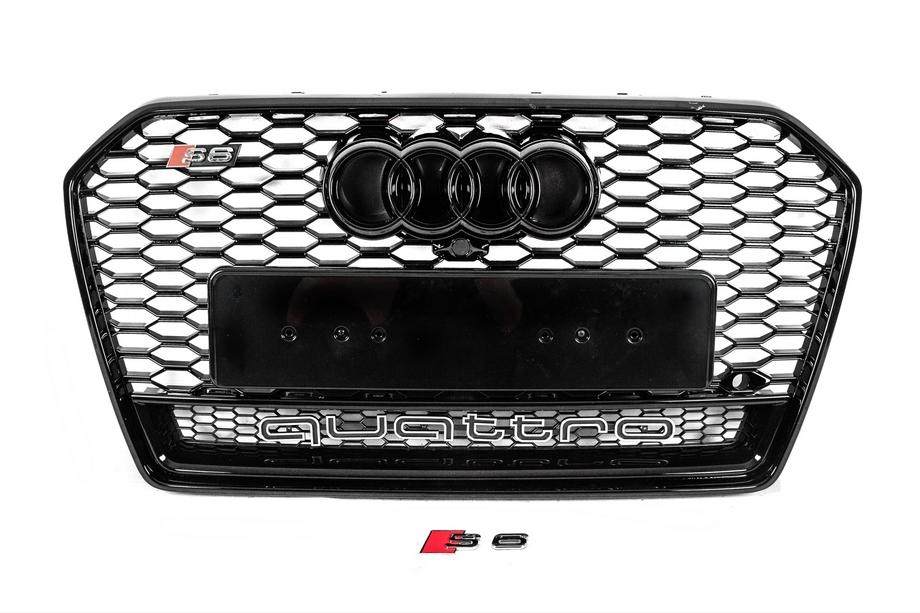 Audi A6 C7 2011–2017 Zwarte RS-style voorgrille met Quattro-opschrift (2014-2017) Image