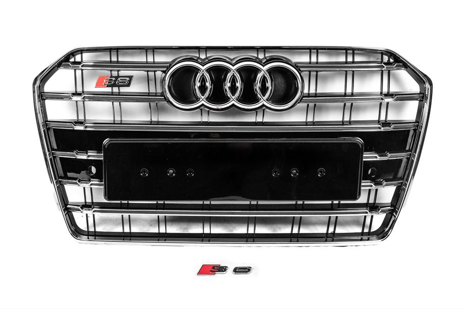 Audi A6 C7 2011–2017 Zwarte voorgrille met chromen omlijsting S-Style (2014-2017) Image