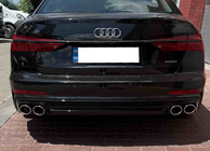 Audi A6 C8 2018–2025 Achterdiffuser met uitlaatsierstukken S-Style Silver (voor S / S-Line) foto 1