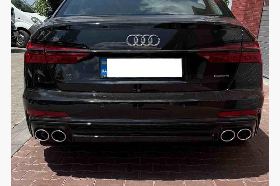 Audi A6 C8 2018–2025 Achterdiffuser met uitlaatsierstukken S-Style Silver (voor S / S-Line) Image
