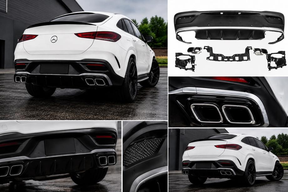 Mercedes GLE Coupé C167 2019– Achterdiffuser met uitlaatsierstukken (GLE63-design) Image