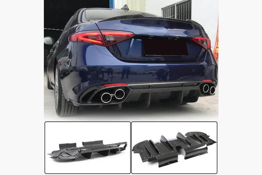 Alfa Romeo Giulia 2016–2022 Achterbumper diffuser V1 (voor Base, carbon) Image