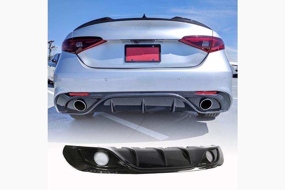 Alfa Romeo Giulia 2016–2022 Achterbumperdiffuser (voor Sport, carbon) Foto 1