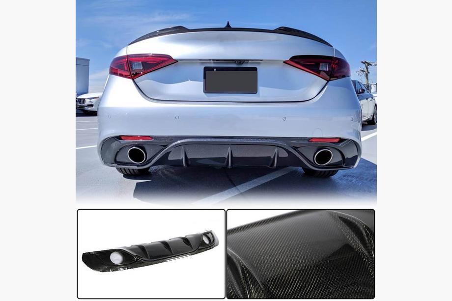 Alfa Romeo Giulia 2016–2022 Achterbumperdiffuser (voor Sport, carbon) Foto 2