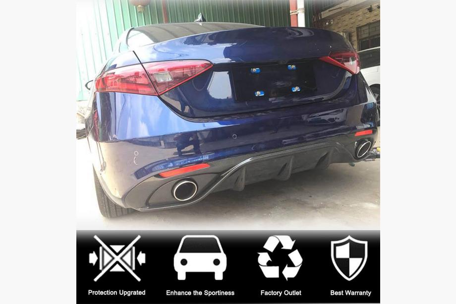 Alfa Romeo Giulia 2016–2022 Achterbumperdiffuser (voor Sport, carbon) Foto 3
