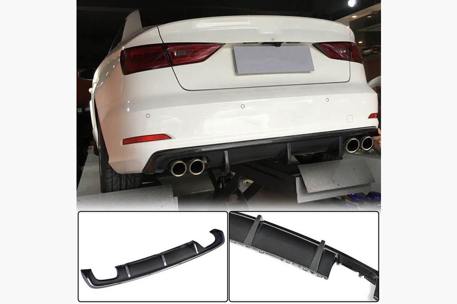 Audi A3 2012–2020 Achterbumper diffuser V1 (voor Base Sedan 2012-2016, carbon) Foto 1