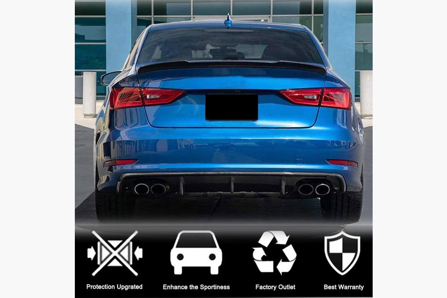 Audi A3 2012–2020 Achterbumper diffuser V1 (voor Base Sedan 2012-2016, carbon) Foto 2