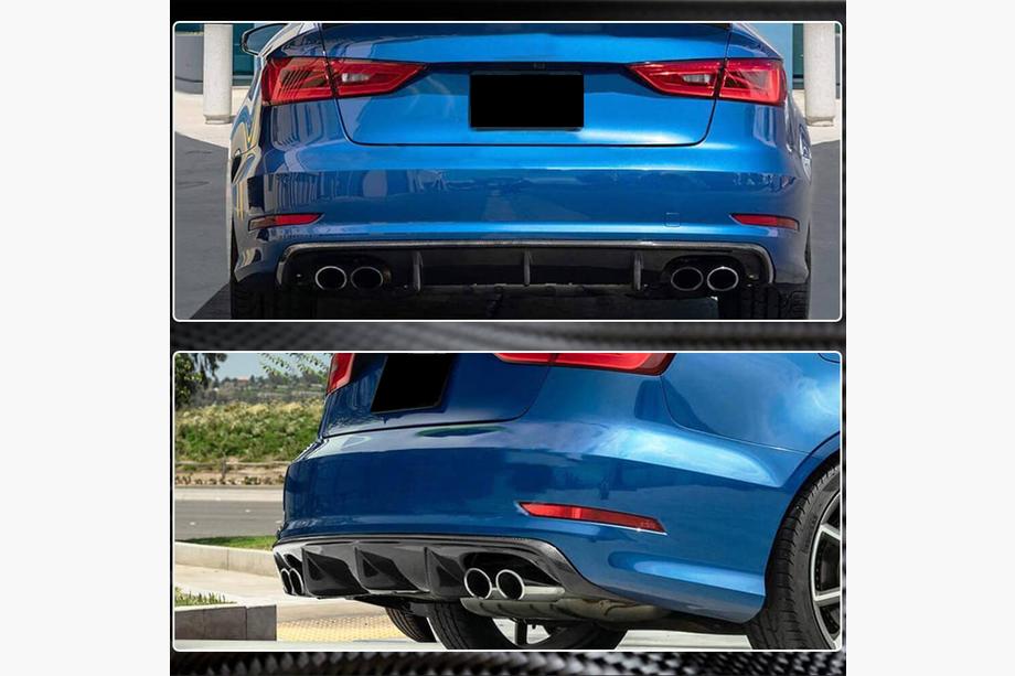 Audi A3 2012–2020 Achterbumper diffuser V1 (voor Base Sedan 2012-2016, carbon) Foto 3