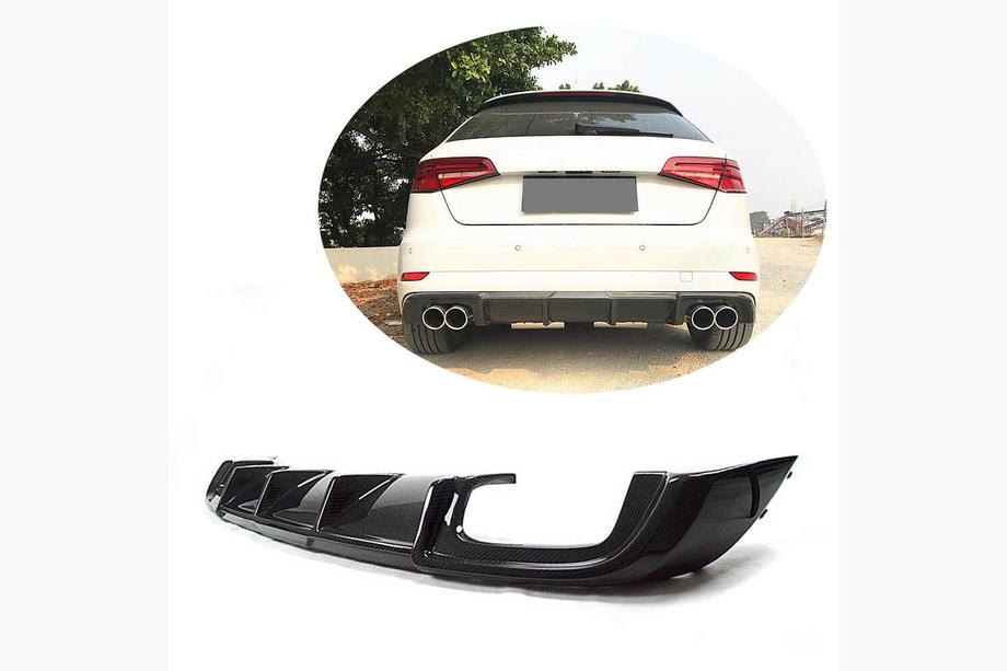Audi A3 2012–2020 Achterbumper diffuser V2 (voor S-Line HB 2017-2020, carbon) Image