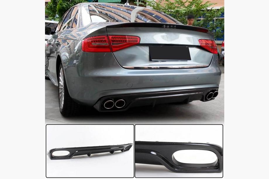 Audi A4 B8 2007–2015 Achterbumper diffuser (voor Base 2011-2015, carbon) Image