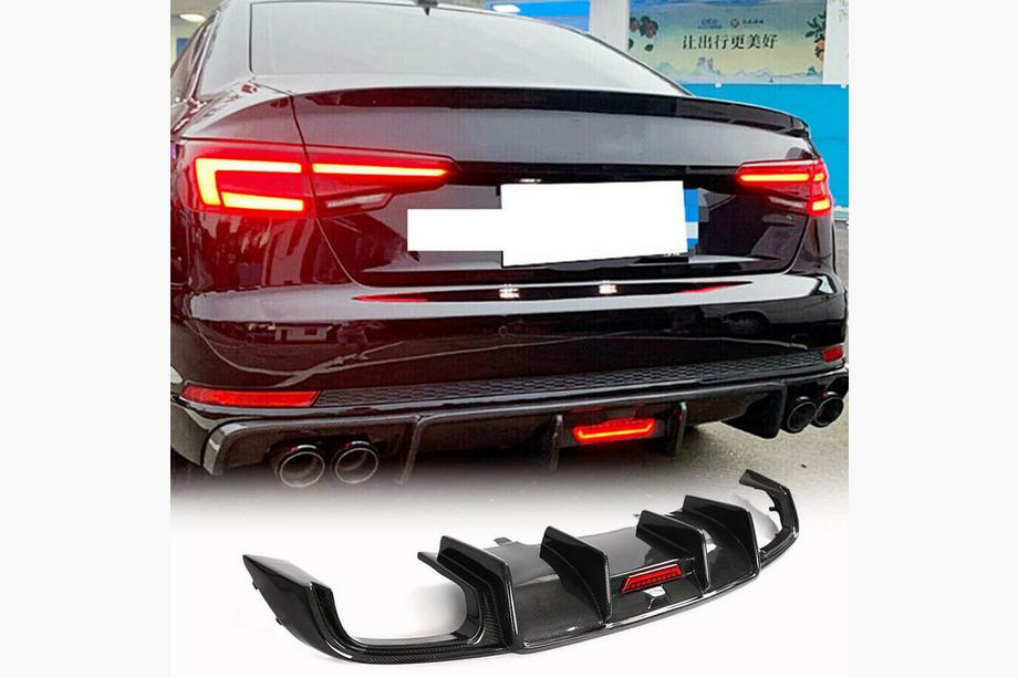 Audi A4 B9 2015–2024 Achterbumper diffuser (voor Base Sedan 2015-2019, Carbon) Image