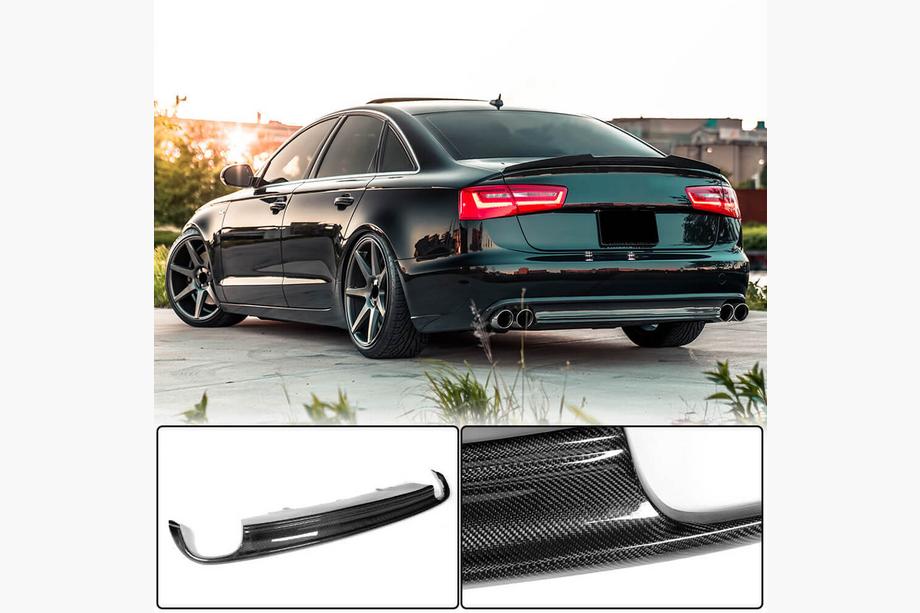 Audi A6 C7 2011–2017 Achterbumperdiffuser carbon (voor Base 2011-2014) Image