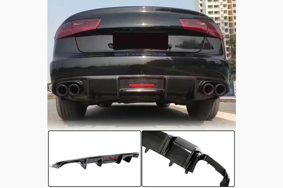 Audi A6 C7 2011–2017 Achterbumper diffuser carbon (voor Base 2014-2018) Image
