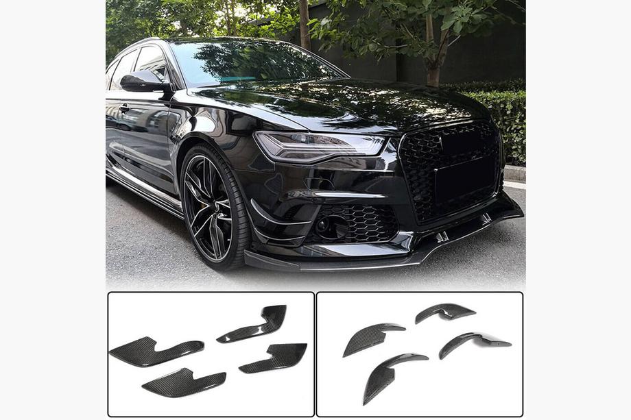 Audi A6 C7 2011–2017 Frontsplitters voor voorbumper (voor RS6, 4 stuks, carbon) Image