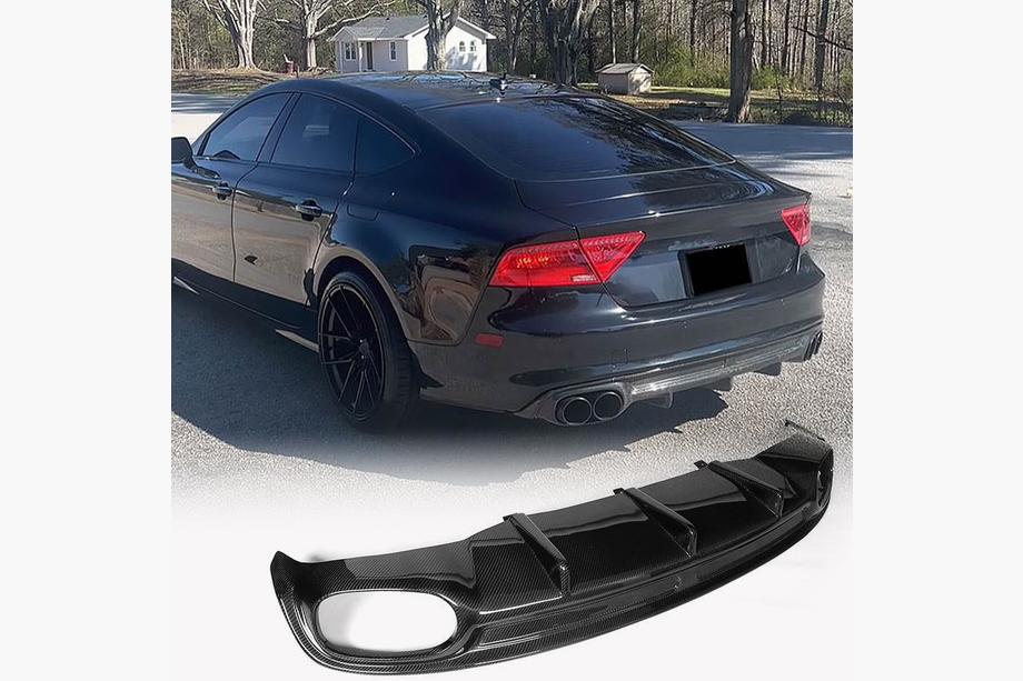 Audi A7 2010–2018 Achterbumper diffuser V2 (voor S-Line, 2010-2014, carbon) Image