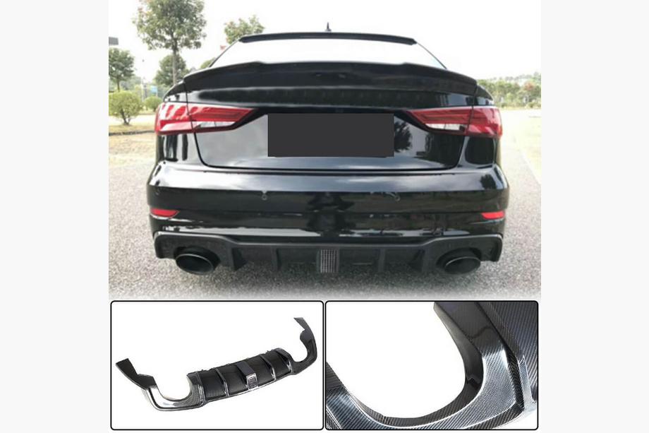 Audi A3 2012–2020 Achterbumper diffuser (carbon) (met LED remlicht) V2 Image