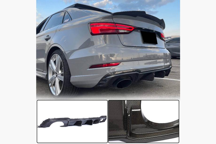 Audi A3 2012–2020 Achterbumper diffuser V1 (voor RS3 Sedan 2017-2019, carbon) Image