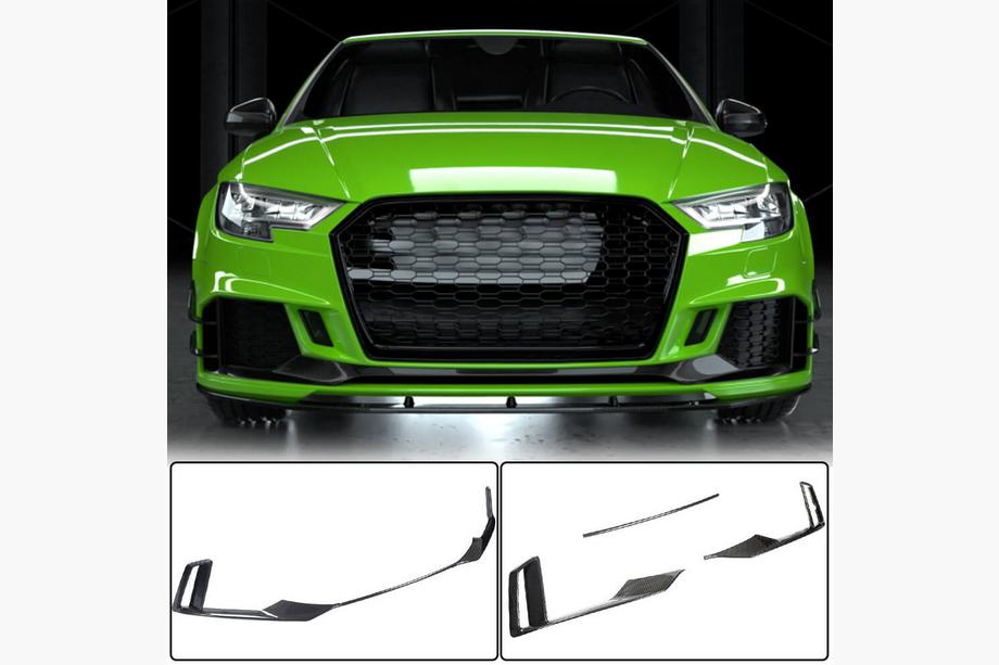 Audi A3 2012–2020 Frontbumper lipspoiler V1 (voor RS3 Sedan 2017-2020, carbon) Image