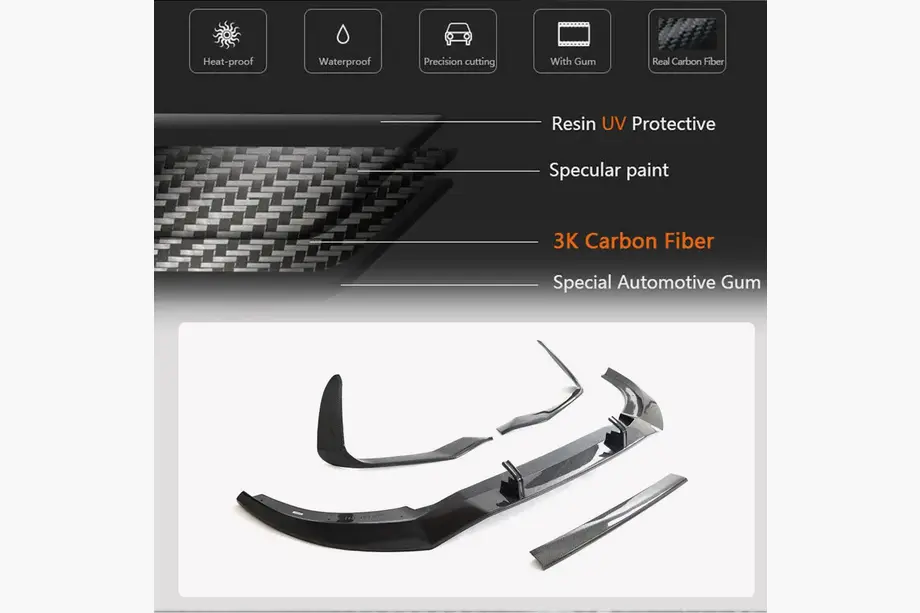 Voorbumper lip spoiler (2021+, Carbon) foto 3