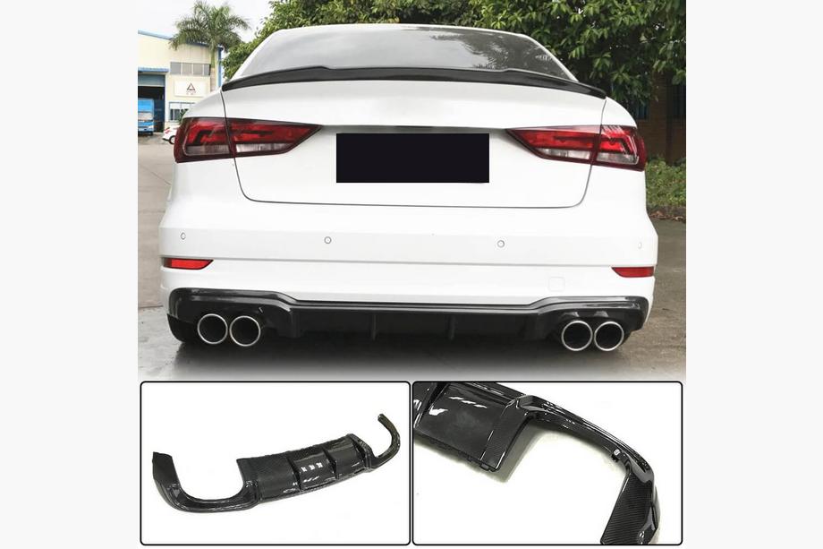 Audi A3 2012–2020 Achterbumper diffuser V5 (voor S-Line Sedan 2017-2020, carbon) Image
