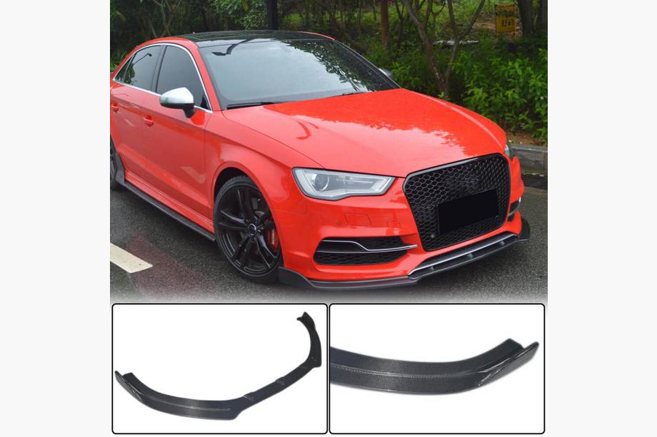Audi A3 2012–2020 Voorbumper lip Lip V3 (voor S-Line Sedan 2012-2016, carbon) Image