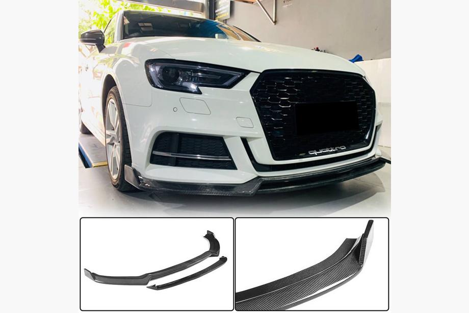 Audi A3 2012–2020 Frontbumper lipspoiler Lip V4 (voor S-Line Sedan 2017-2020, carbon) Image