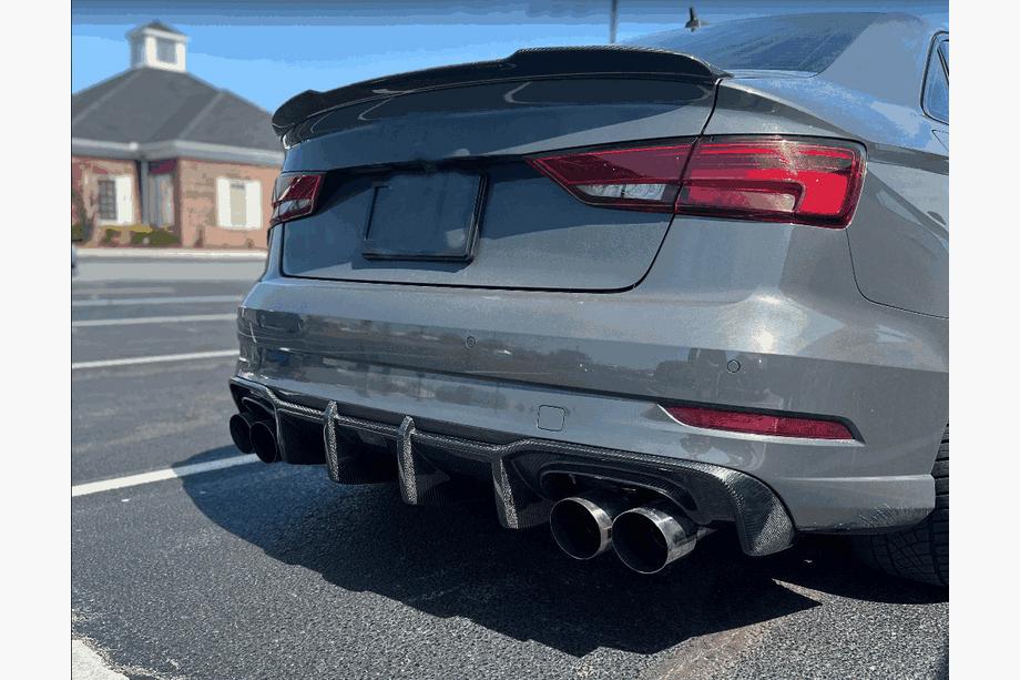 Audi A3 2012–2020 Achterbumper diffuser V1 (voor S-Line Sedan 2017-2020, Carbon) Foto 2