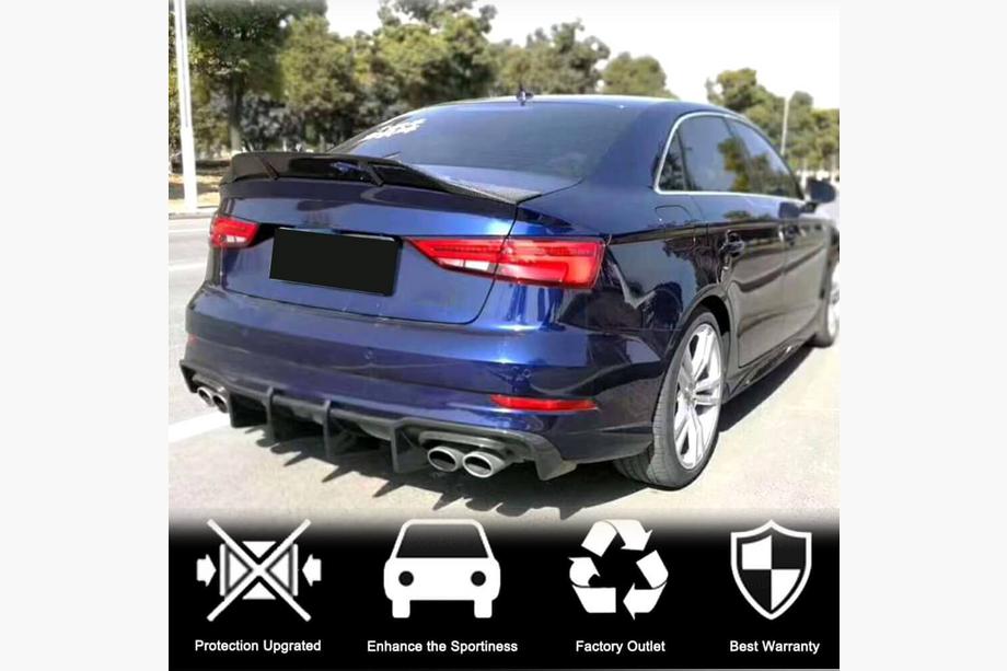 Audi A3 2012–2020 Achterbumper diffuser V1 (voor S-Line Sedan 2017-2020, Carbon) Foto 4