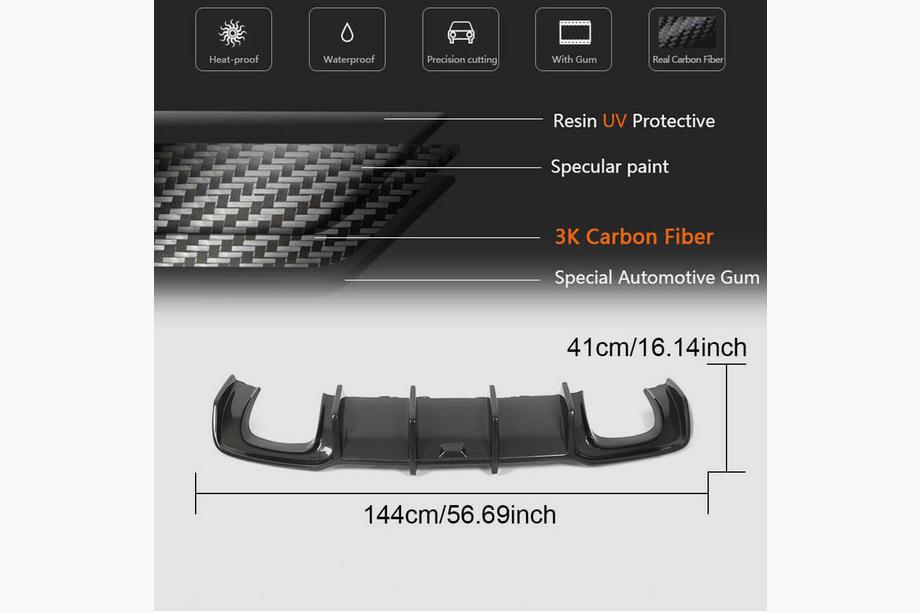 Audi A3 2012–2020 Achterbumper diffuser V1 (voor S-Line Sedan 2017-2020, Carbon) Foto 5