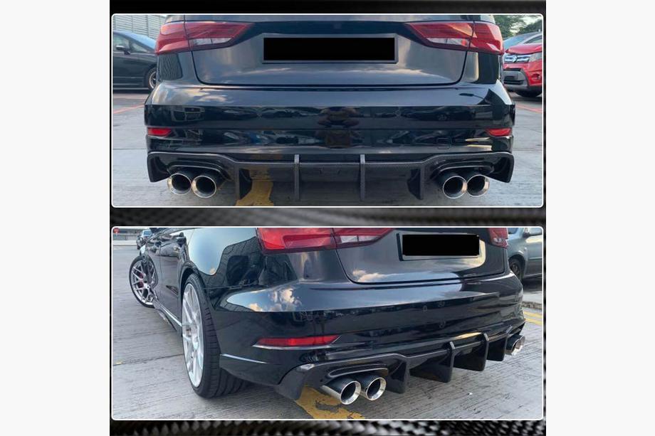 Audi A3 2012–2020 Achterbumper diffuser V1 (voor S-Line Sedan 2017-2020, Carbon) Foto 6