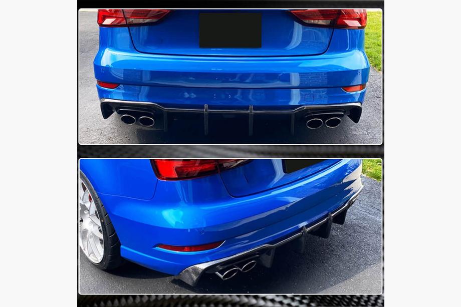 Audi A3 2012–2020 Achterbumper diffuser V1 (voor S-Line Sedan 2017-2020, Carbon) Foto 7