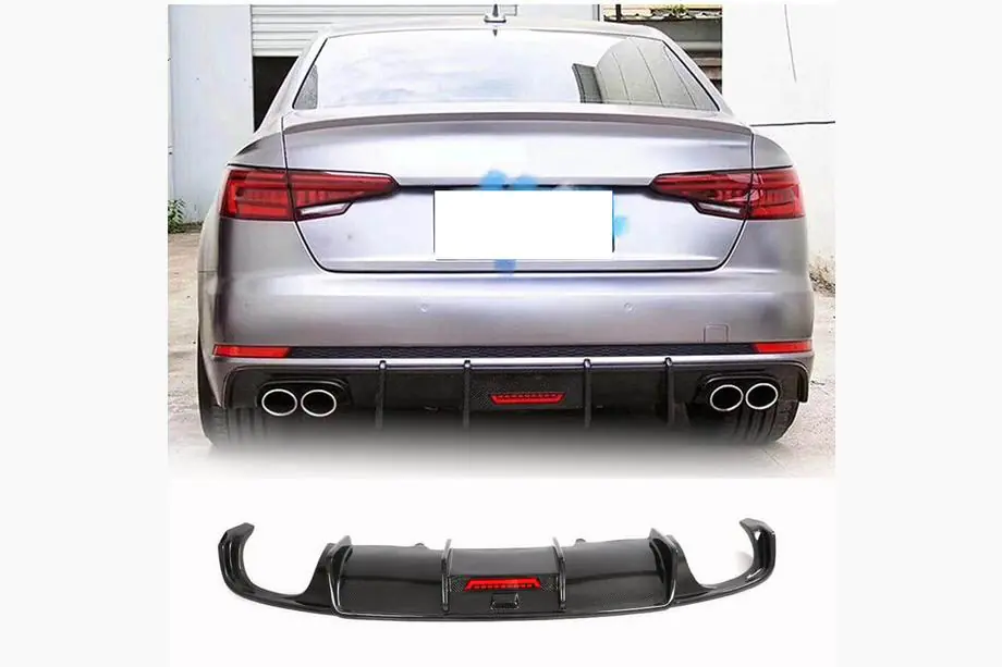Audi A4 B9 2015–2024 Achterbumper diffuser V1 (voor S-Line Sedan 2015-2019, carbon) Image