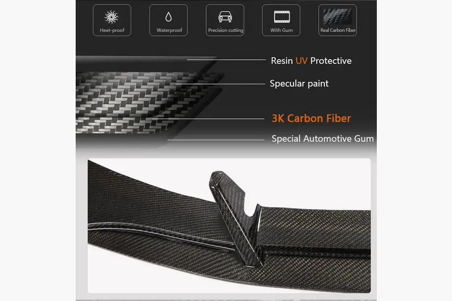 Front bumper lip (voor S-Line Sedan 2019-2024, carbon) foto 3