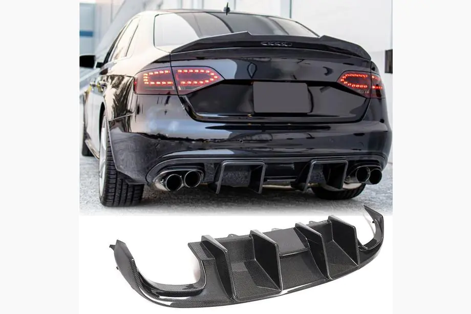 Audi A4 B8 2007–2015 Achterbumper diffuser V2 (voor S4 2009-2012, carbon) Image