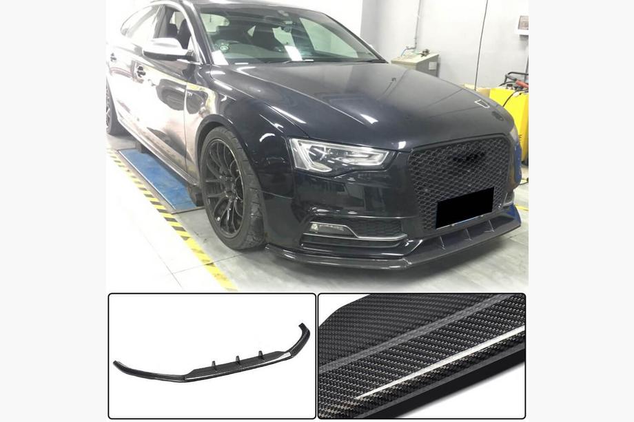 Audi A5 2007–2015 Voorbumper lip Lip V3 (voor S-Line 2012-2015, carbon) Image