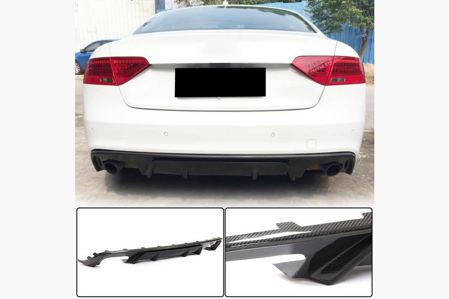 Audi A5 2007–2015 Achterbumper diffuser V2 (voor S-Line 2012-2015, carbon) Image