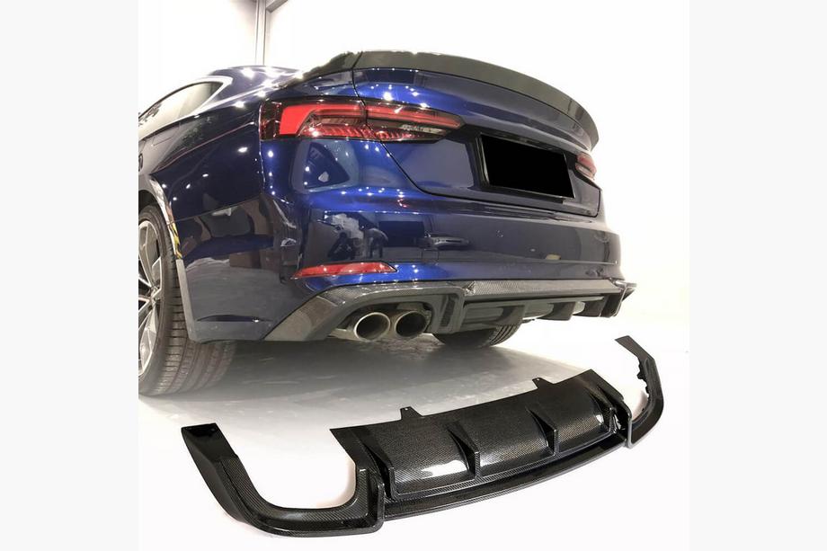 Audi A5 2016–2025 Achterbumper diffuser V2 (voor S-Line 2016-2020, carbon) Image